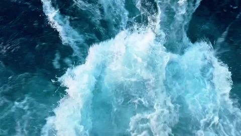 Ocean Waves and Bubbles: View from a Ship's Deck Video stock 296598876