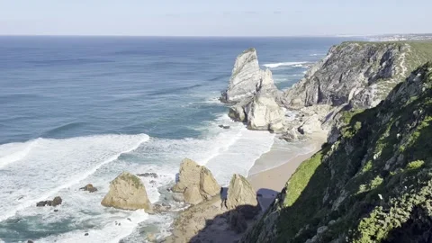 Ocean Waves and Cliffs at Cabo da Roca Stock Footage 314946162