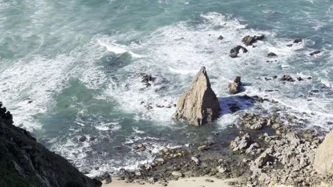 Ocean Waves and Cliffs at Cabo da Roca Stock Footage 314946250