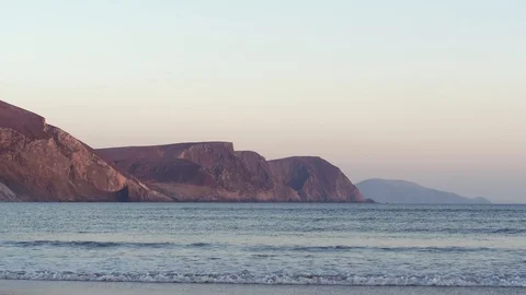 Ocean Waves and Cliffs at Dusk Achill Island County Mayo Ireland Stock Footage 98518047