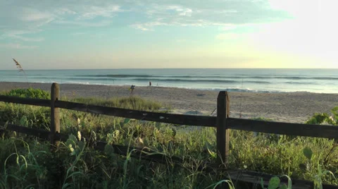 Ocean Waves and Fence Stock Footage 34302045