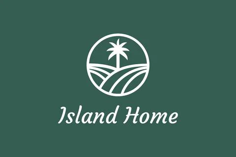 Ocean waves and palm tree combined with simple minimalist and modern shapes s Stock Illustration