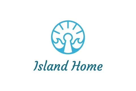 Ocean waves and palm tree combined with simple minimalist and modern shapes s Stock Illustration