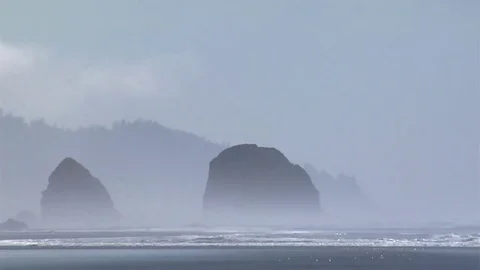 Ocean Waves and Rock Formations Stock Footage 84573106