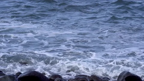 Ocean waves and rocks on Madeira Stock Footage 172066693