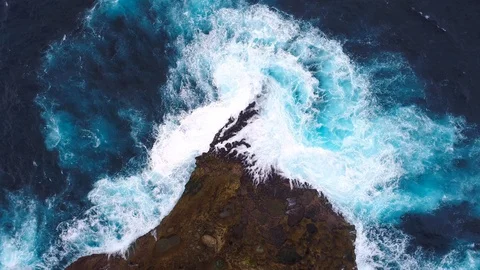 Ocean with waves and rocky cliff. Stock Footage 86164639