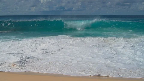 Ocean waves and sand beach, Seychelles, Mahe Island. Stock Footage 122375095