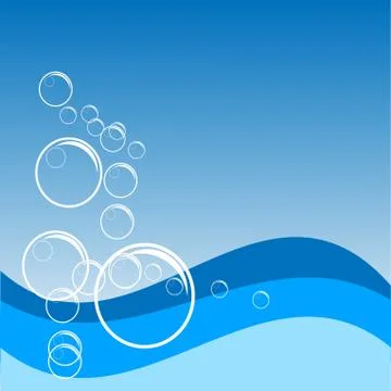 Ocean Waves and Sea Bubbles (Vector) Stock Illustration