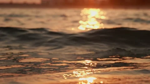 Ocean waves and sunset Stock Footage 147729636