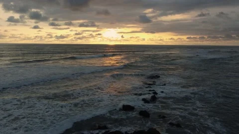 Ocean waves and sunset Stock Footage 166561693