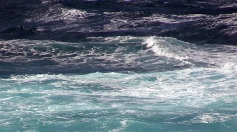 Ocean waves and surf in the sunlight Stock Footage 54199484