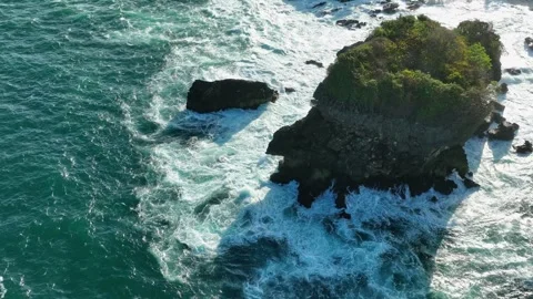 Ocean Waves and White Water Pattern Top Down View Stock Footage 340121188