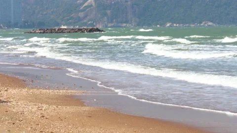 Ocean waves are blowing towards the shore. Stock Footage 187757478