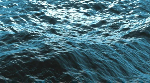 Ocean waves are gently and slowly rolling in the afternoon sun (Looping, Hight D Stock-Footage 65365