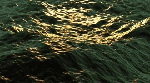 Ocean waves are gently and slowly rolling along at sunset (Looping, Hight Defini Stock-Footage 65366
