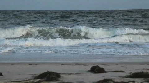 Ocean Waves in the Atlantic at Dusk Stock-Footage 498407