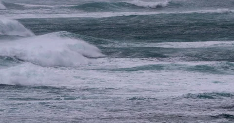 Ocean waves background video. Big waves in ocean sea on windy surf day on Oahu Stock Footage 159815821