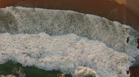 Ocean waves on a beach aerial view Stock Footage 65458132
