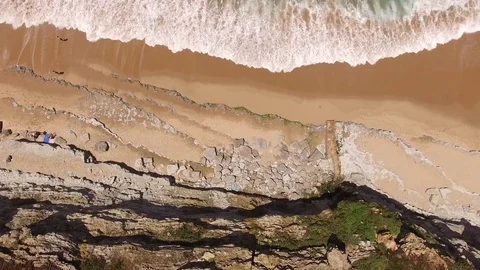 Ocean waves on the beach and panorama of the ocean surface Stock Footage 76203644