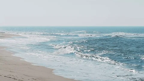 Ocean waves on beach, Atlantic Ocean, Portugal coast Stock Footage 104484603