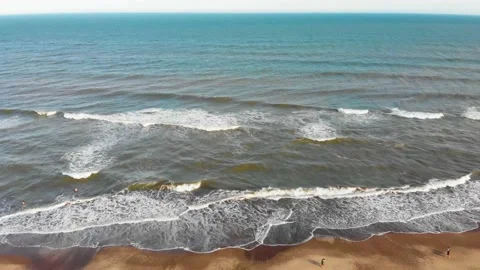 Ocean waves, beach, sand, drone, 4k. Stock Footage 152410273