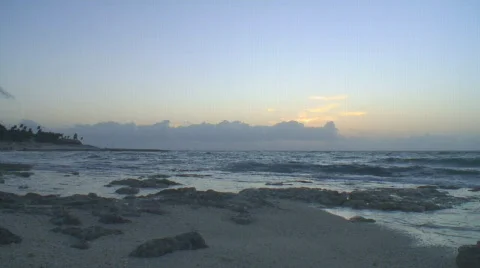 Ocean waves on beach sunrise Stock Footage 134910