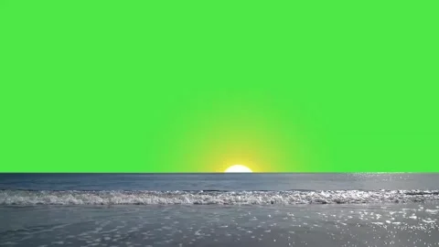 Ocean Waves Beach Sunrise Sun Rising Green Screen Sky FX Video stock 341588202