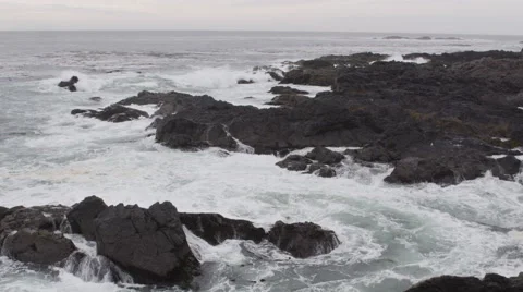 Ocean Waves Black Rocks 1 Stock Footage 47285548