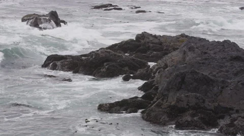 Ocean Waves Black Rocks 2 Stock Footage 47286978