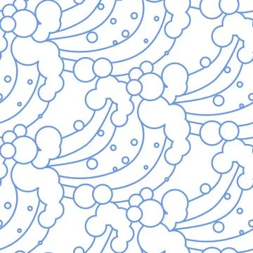 Ocean waves blue and white line seamless pattern Stock Illustration
