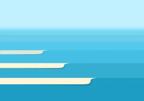 Ocean waves blue background. Vector abstract seascape illustration Stock Illustration