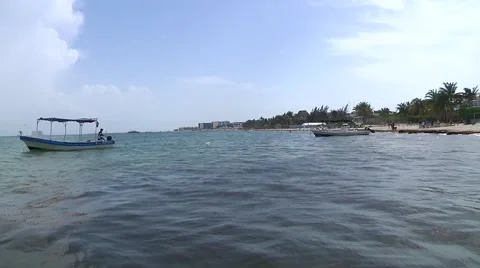 Ocean waves boat Stock Footage 53970294