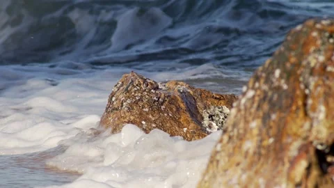 Ocean Waves Breaking Around Coastal Rocks 動画素材 336037738