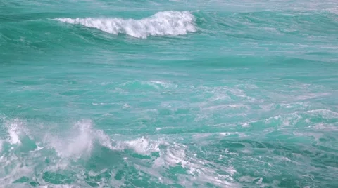 Ocean Waves Breaking on Beach Stock Footage 60051829
