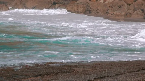 Ocean Waves Breaking on Beach Stock Footage 60052060