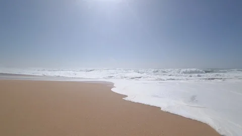 Ocean Waves Breaking on Beach Stock Footage 90625505