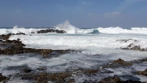 Ocean Waves Breaking On Rocks Stock Footage