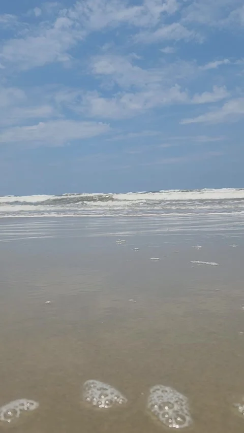 Ocean Waves Breaking on Sandy Shore Stock Footage 314582567