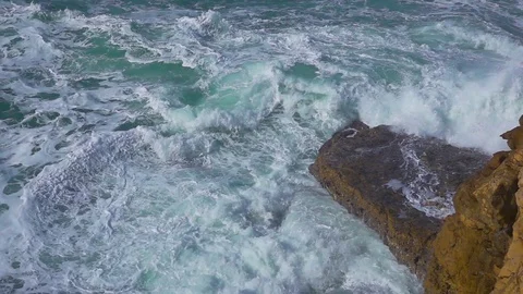 Ocean Waves Breaking on Shore Stock Footage 84605132