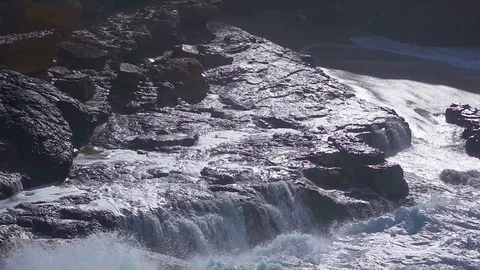 Ocean Waves Breaking on Shore Stock Footage 84605173