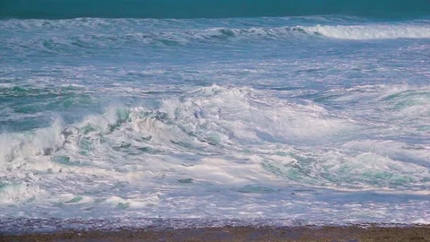 Ocean Waves Breaking on Shore Stock Footage 84605261
