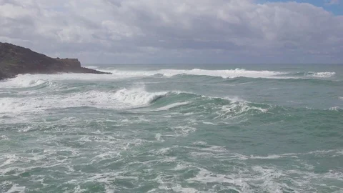 Ocean Waves Breaking on Shore Stock Footage 84611494