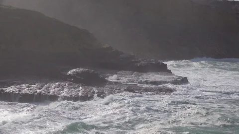 Ocean Waves Breaking on Shore Stock Footage 84612042