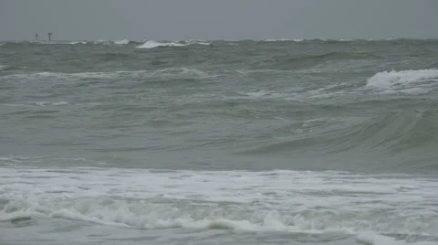 Ocean Waves Breaking On Stormy Day Stock-Footage 52949023