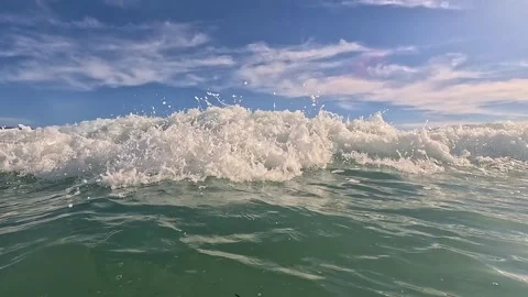 Ocean Waves Breaking at Water Level Video stock 336195541