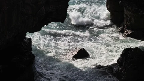 Ocean Waves. Cabo do Inferno, Portugal Stock Footage 101956234