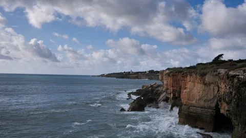 Ocean Waves. Cabo do Inferno, Portugal Stock Footage 101958518