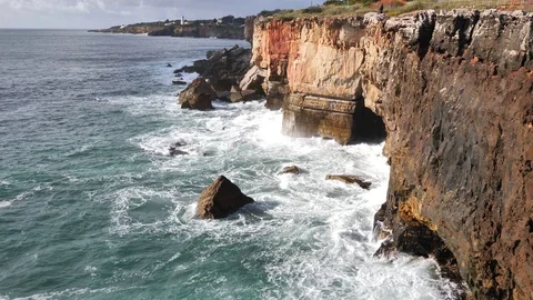 Ocean Waves. Cabo do Inferno, Portugal Stock Footage 101959478