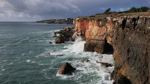 Ocean Waves. Cabo do Inferno, Portugal Stock Footage 101959623