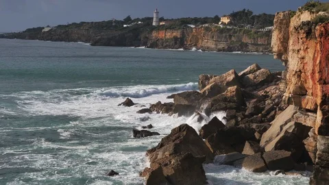 Ocean Waves. Cabo do Inferno, Portugal Stock Footage 101960283